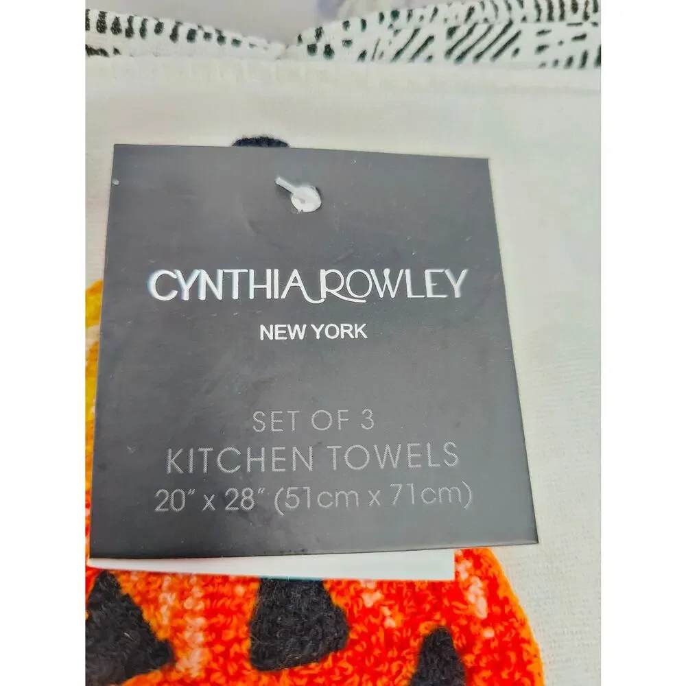 Cynthia Rowley Set of 3 Halloween Theme Cotton Kitchen‎ Towels Brand New